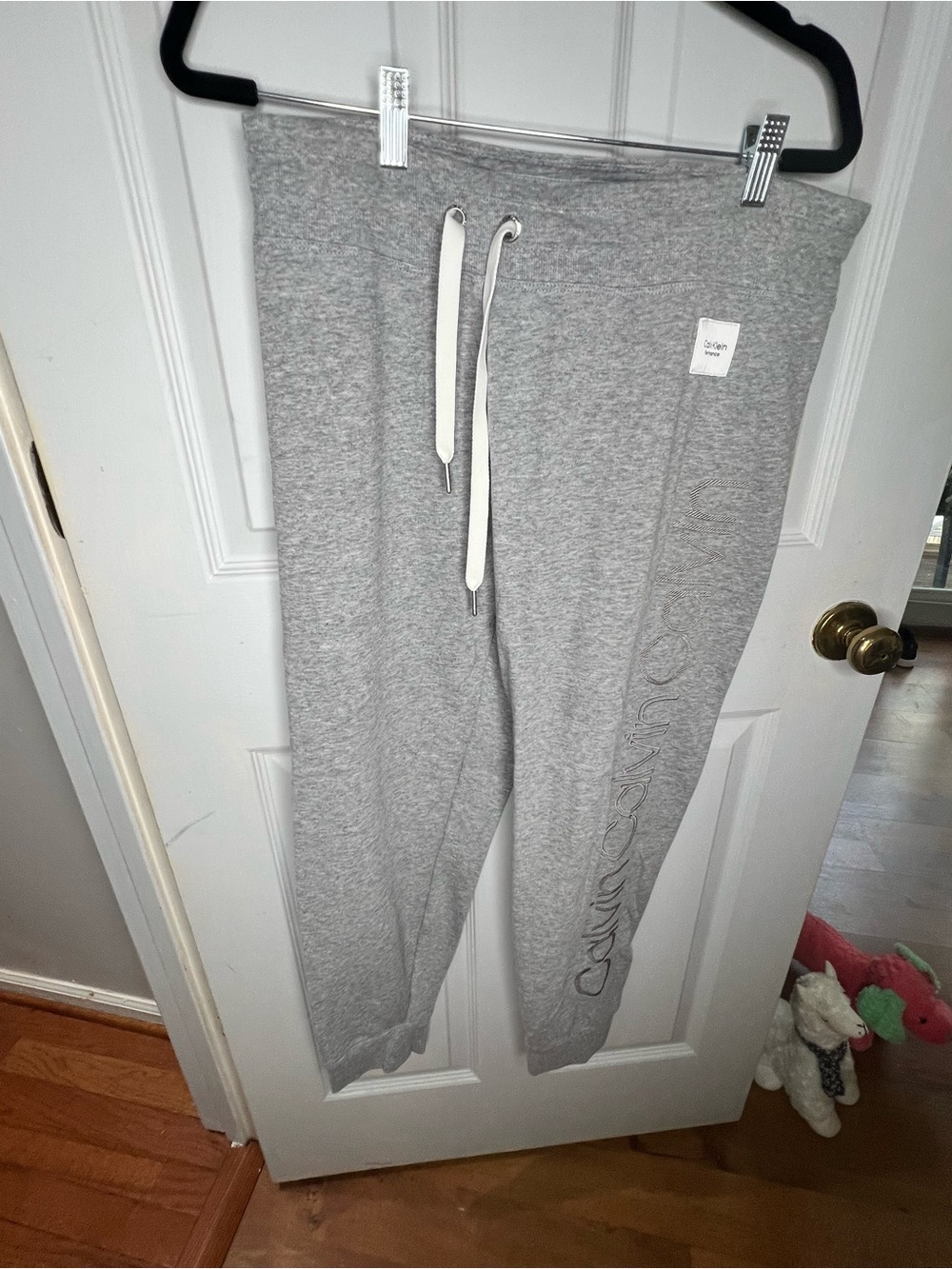 Calvin Klein Gray Women’s Sweatpants with Side Logo Emboss